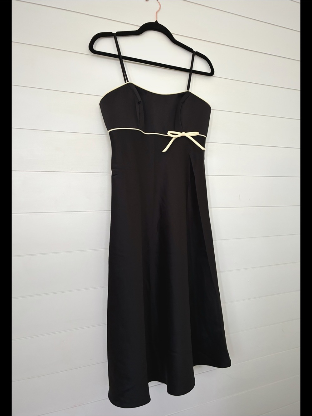 90’s / Y2K Alfred Angelo Black & Butter Bow Midi Dress - Picture 2 of 9